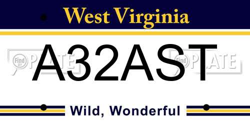 A32AST West Virginia License Plate