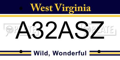 A32ASZ West Virginia License Plate