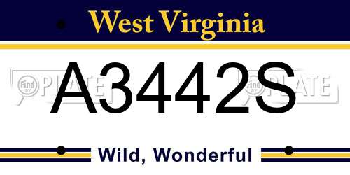 A3442S West Virginia License Plate