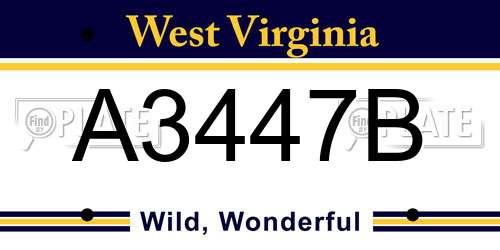 A3447B West Virginia License Plate