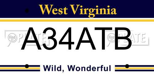A34ATB West Virginia License Plate