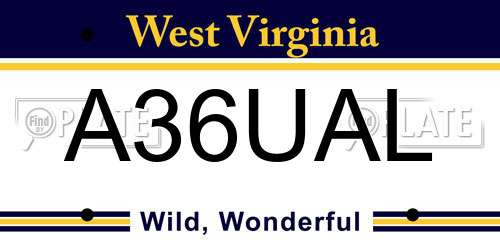 A36UAL West Virginia License Plate