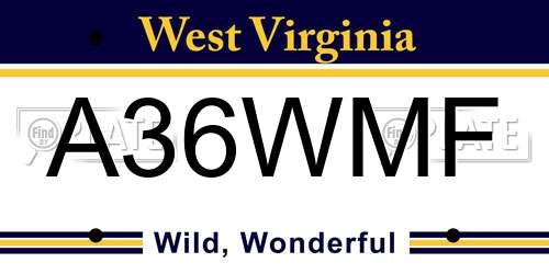 A36WMF West Virginia License Plate