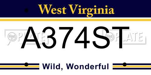 A374ST West Virginia License Plate
