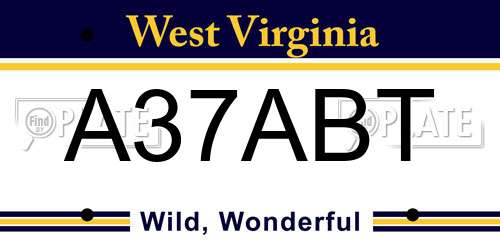 A37ABT West Virginia License Plate