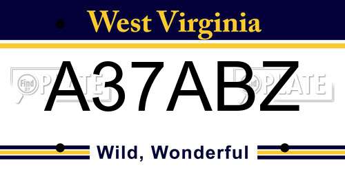 A37ABZ West Virginia License Plate