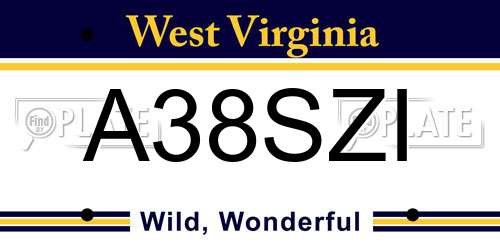 A38SZI West Virginia License Plate