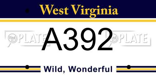 A392 West Virginia License Plate