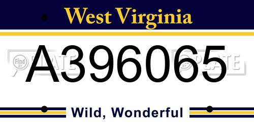 A396065 West Virginia License Plate