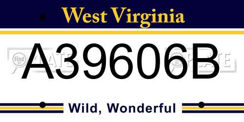 A39606B West Virginia License Plate