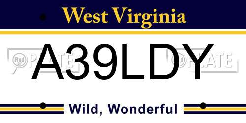 A39LDY West Virginia License Plate