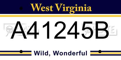 A41245B West Virginia License Plate