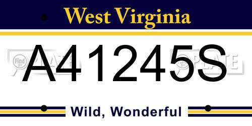A41245S West Virginia License Plate