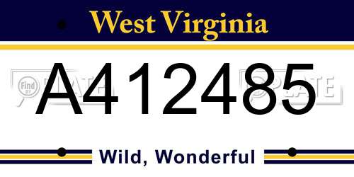 A412485 West Virginia License Plate