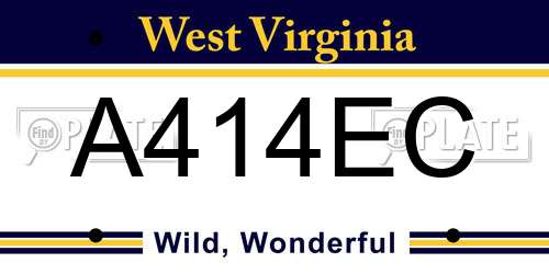 A414EC West Virginia License Plate