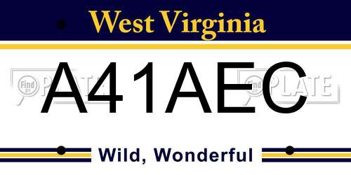 A41AEC West Virginia License Plate