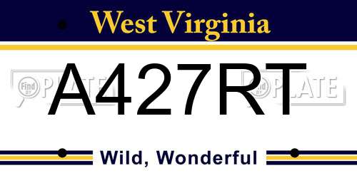 A427RT West Virginia License Plate