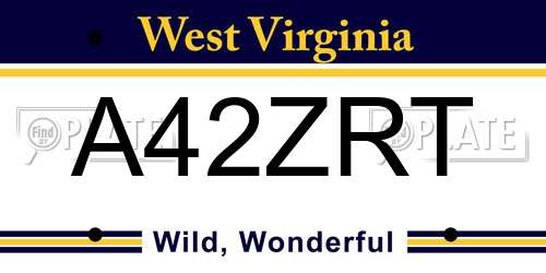A42ZRT West Virginia License Plate