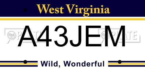 A43JEM West Virginia License Plate