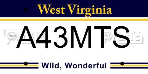 A43MTS West Virginia License Plate