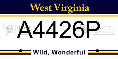 A4426P West Virginia License Plate