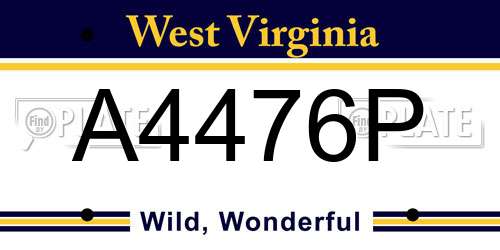 A4476P West Virginia License Plate