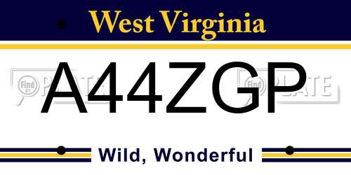 A44ZGP West Virginia License Plate