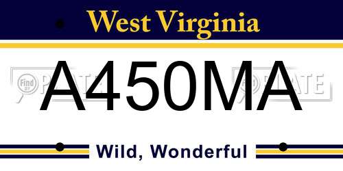 A450MA West Virginia License Plate