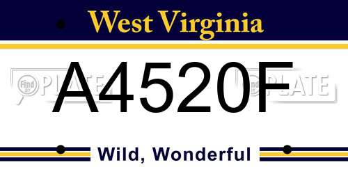 A4520F West Virginia License Plate