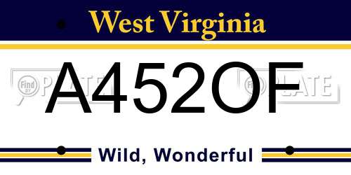 A452OF West Virginia License Plate