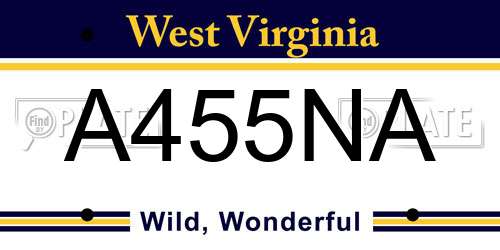 A455NA West Virginia License Plate