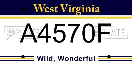 A4570F West Virginia License Plate