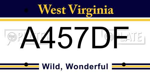 A457DF West Virginia License Plate