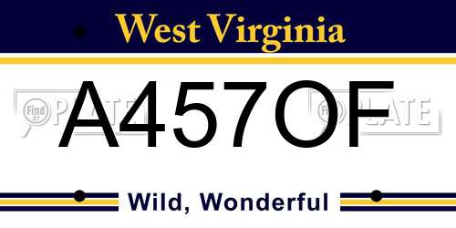 A457OF West Virginia License Plate