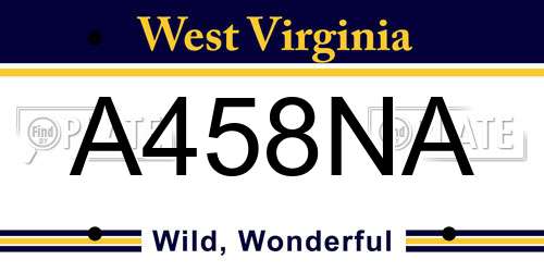 A458NA West Virginia License Plate