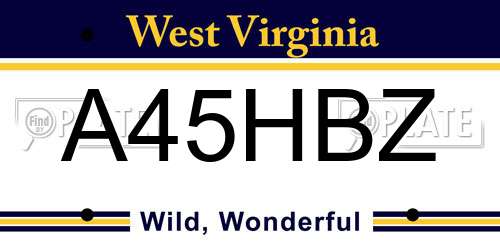 A45HBZ West Virginia License Plate