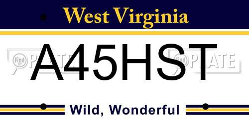 A45HST West Virginia License Plate