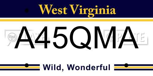 A45QMA West Virginia License Plate