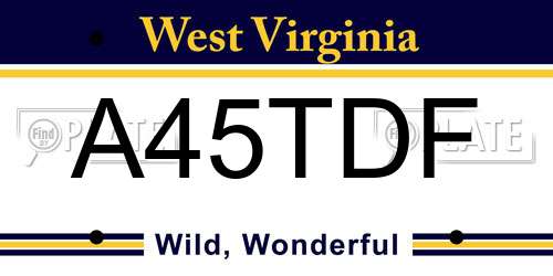 A45TDF West Virginia License Plate