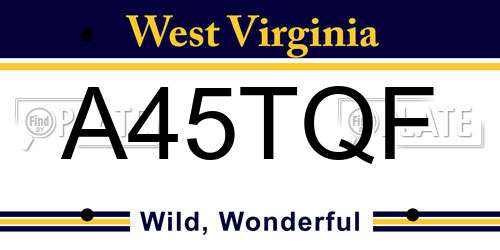 A45TQF West Virginia License Plate