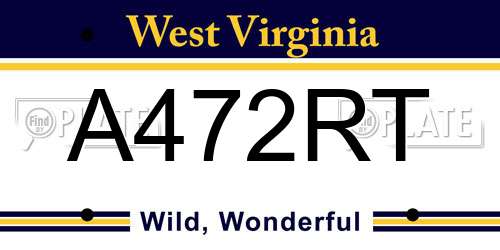 A472RT West Virginia License Plate