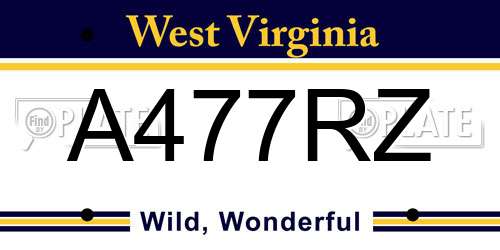 A477RZ West Virginia License Plate