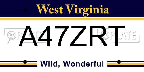 A47ZRT West Virginia License Plate