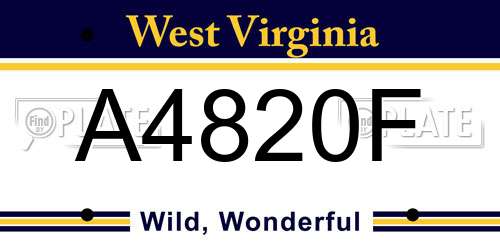 A4820F West Virginia License Plate