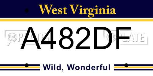 A482DF West Virginia License Plate