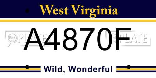 A4870F West Virginia License Plate