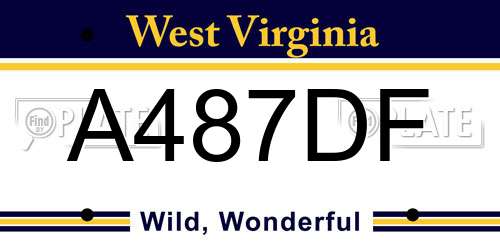 A487DF West Virginia License Plate