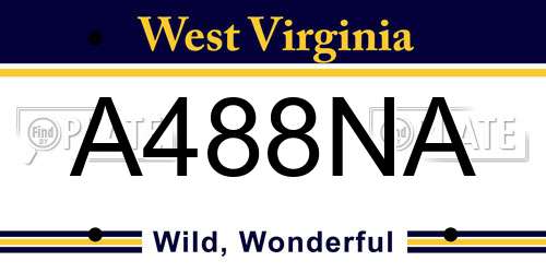 A488NA West Virginia License Plate