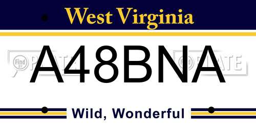 A48BNA West Virginia License Plate