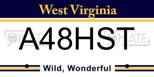 A48HST West Virginia License Plate